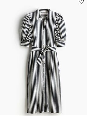 NEW H&M Striped Maxi Shirt-Dress With Puffed Sleeves XXL